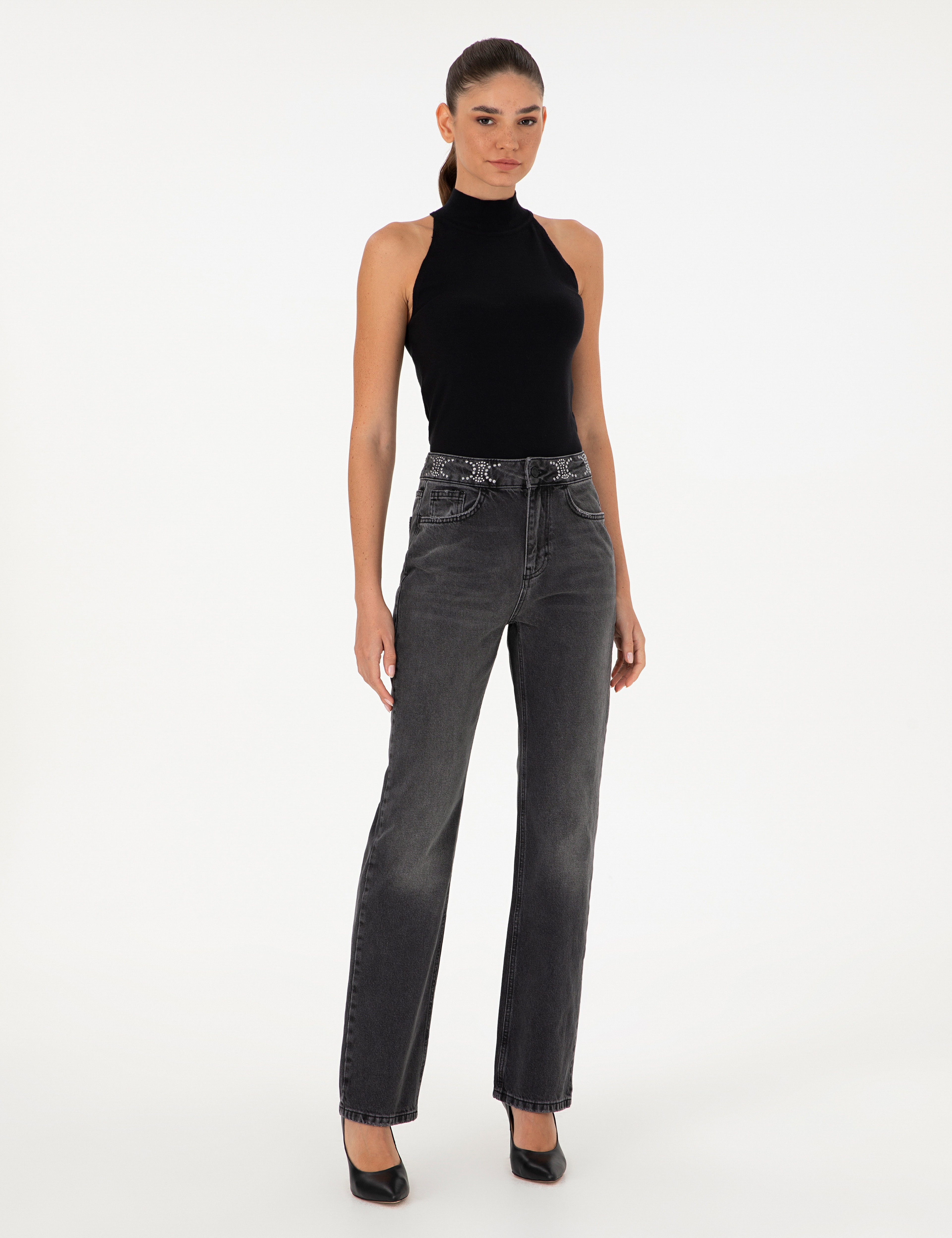 Antrasit Straight Fit Jean Pantolon - Image 1