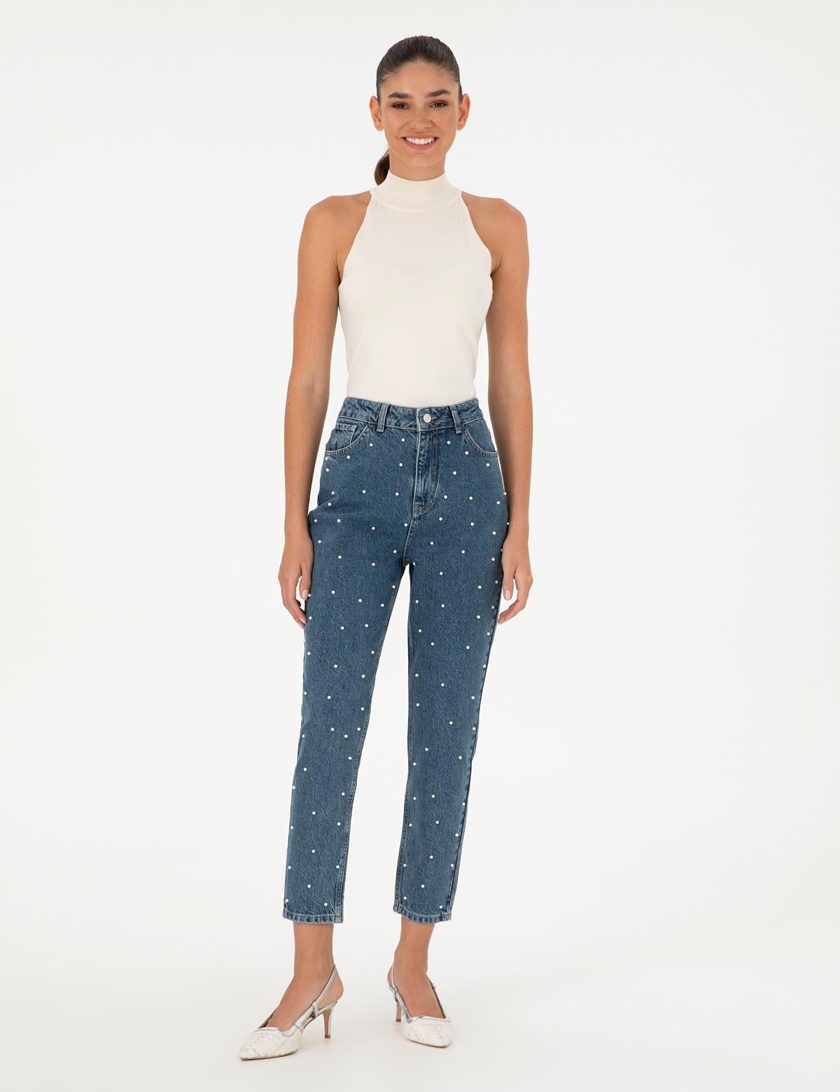 İndigo Jean Pantolon