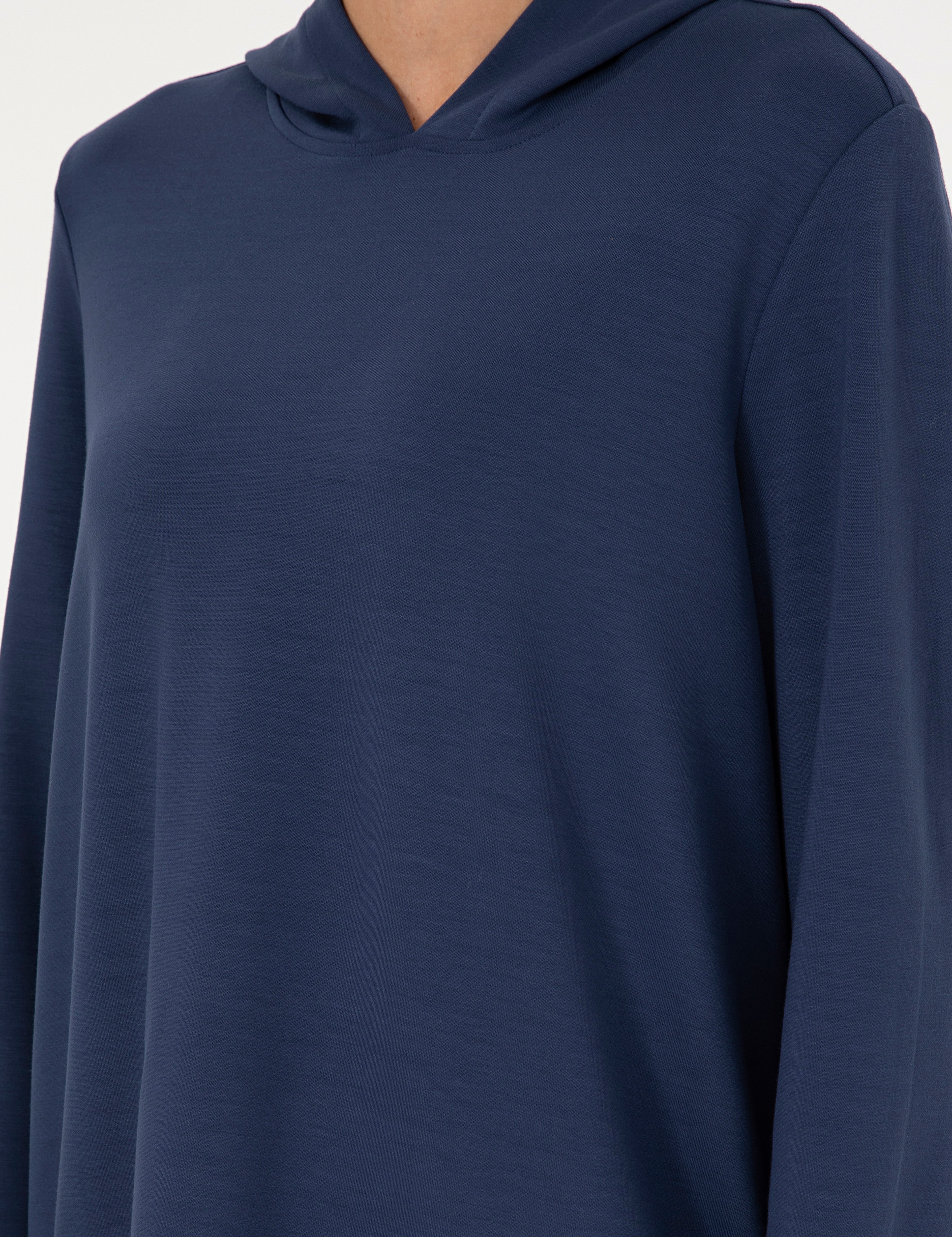 Lacivert Oversize Modal Kumaş Sweatshirt - Image 7