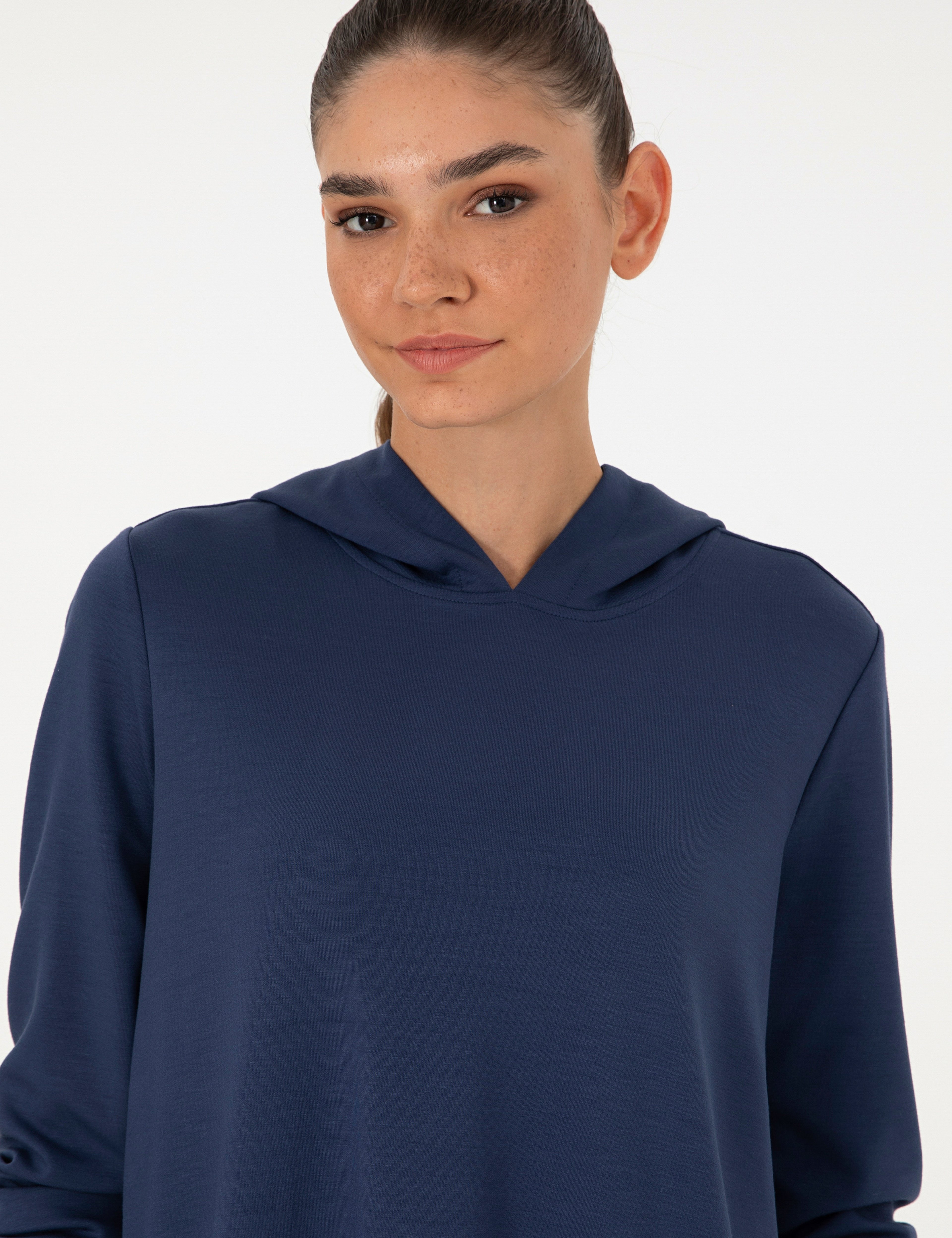 Lacivert Oversize Modal Kumaş Sweatshirt - Image 2