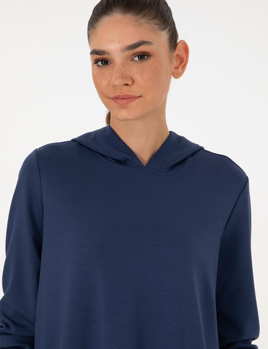 Lacivert Oversize Modal Kumaş Sweatshirt