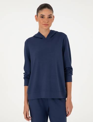 Lacivert Oversize Modal Kumaş Sweatshirt