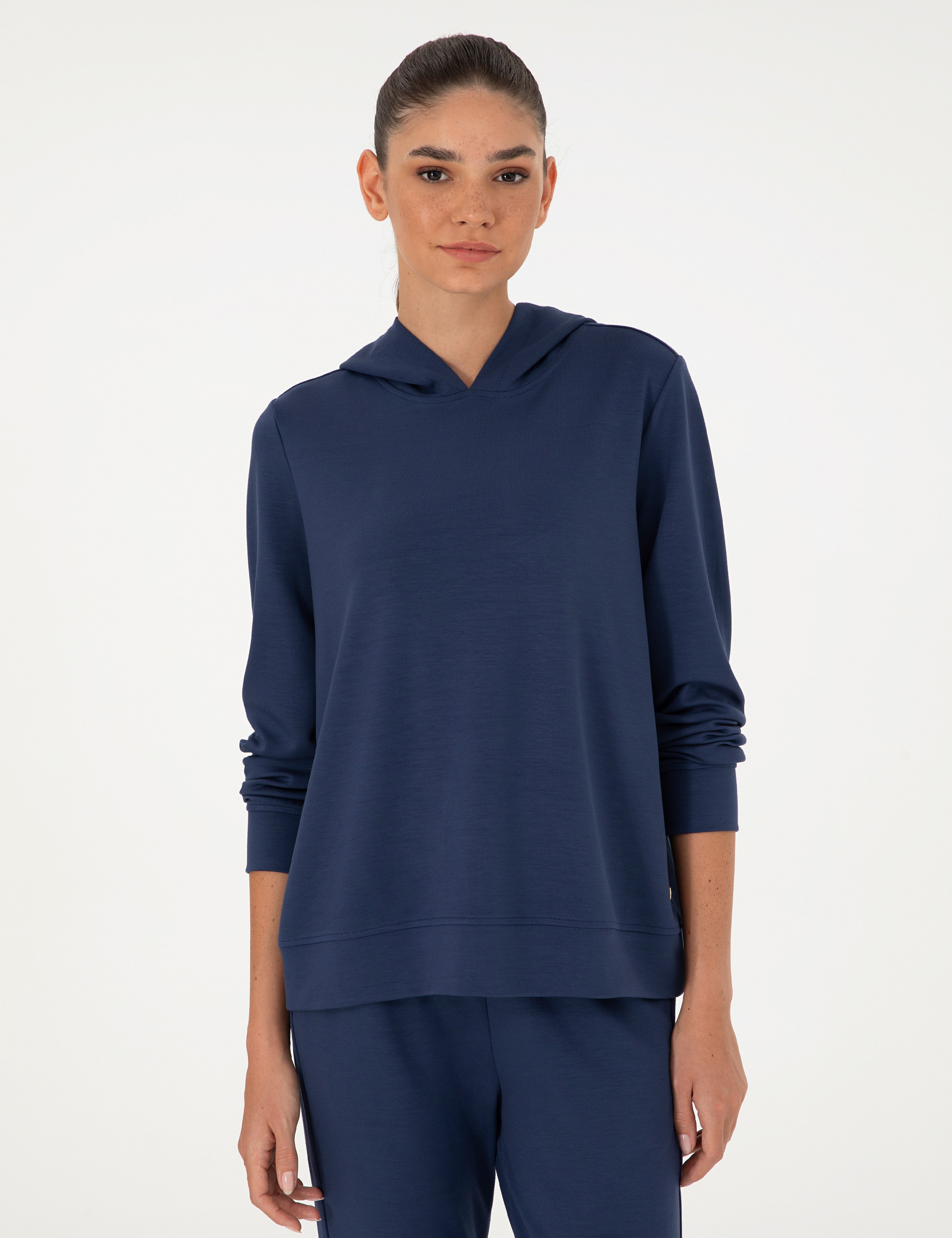 Lacivert Oversize Modal Kumaş Sweatshirt