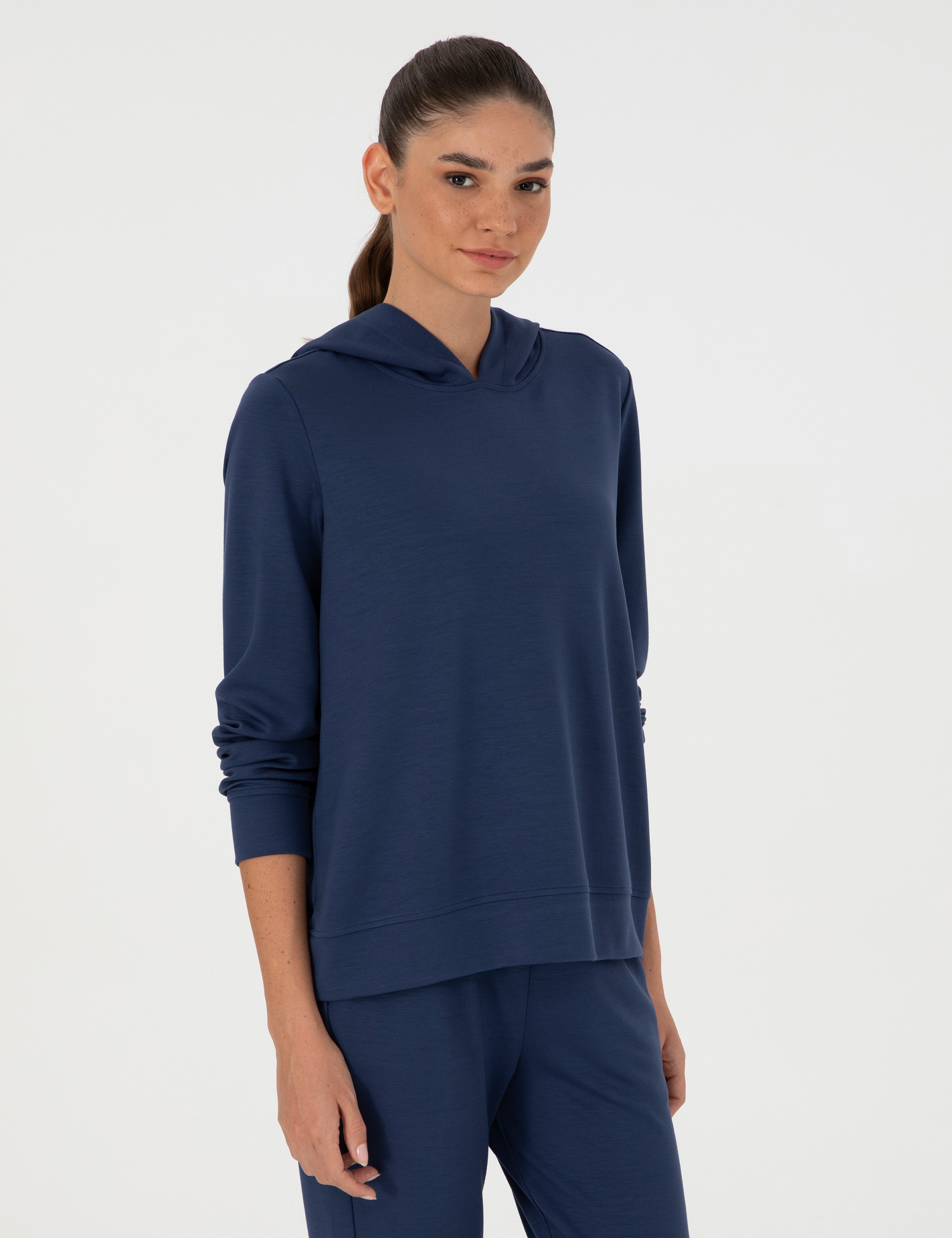Lacivert Oversize Modal Kumaş Sweatshirt - Image 1