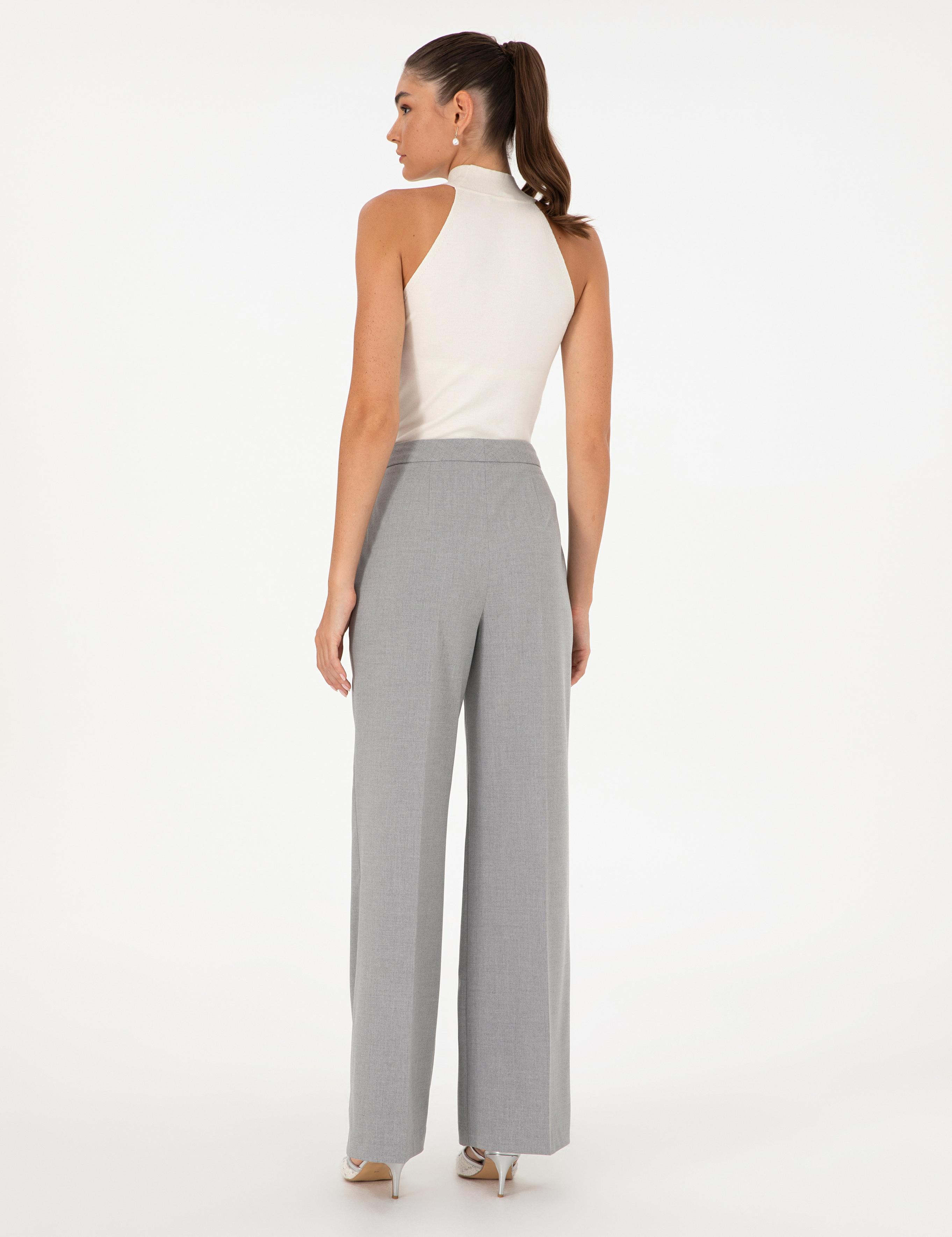 Gri Palazzo Kumaş Pantolon