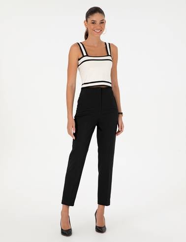 Siyah Carrot Fit Kumaş Pantolon