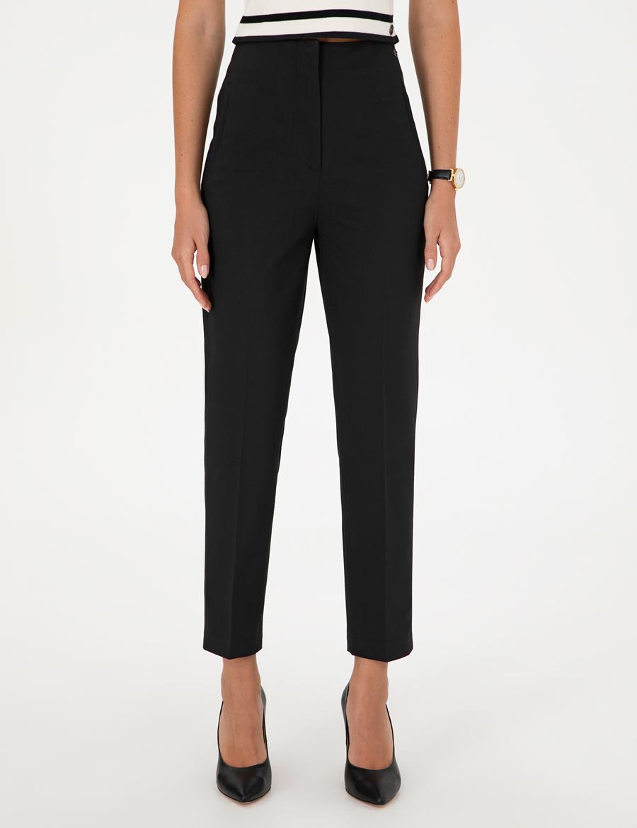 Siyah Carrot Fit Kumaş Pantolon