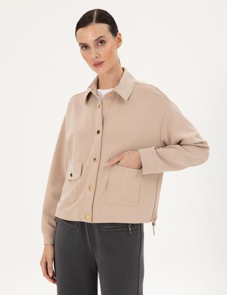 Bej Comfort Fit Modal Kumaş Örme Hırka - 50283321020