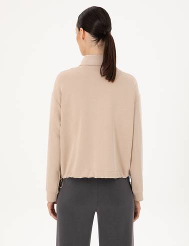 Bej Comfort Fit Modal Kumaş Örme Hırka