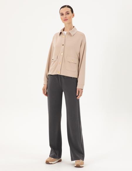 Bej Comfort Fit Modal Kumaş Örme Hırka - 50283321020