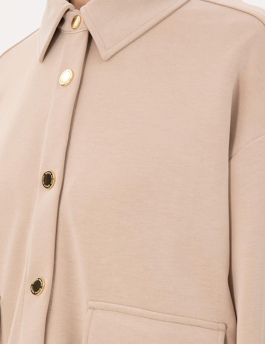 Bej Comfort Fit Modal Kumaş Örme Hırka