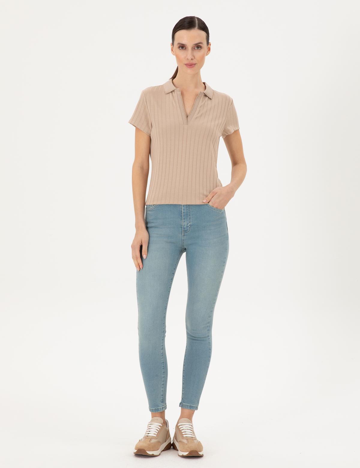 Bej Slim Fit Tişört - 50288292035