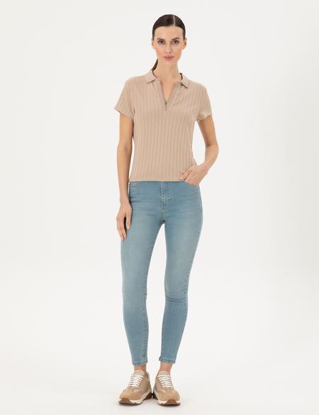 Bej Slim Fit Tişört - 50288292035