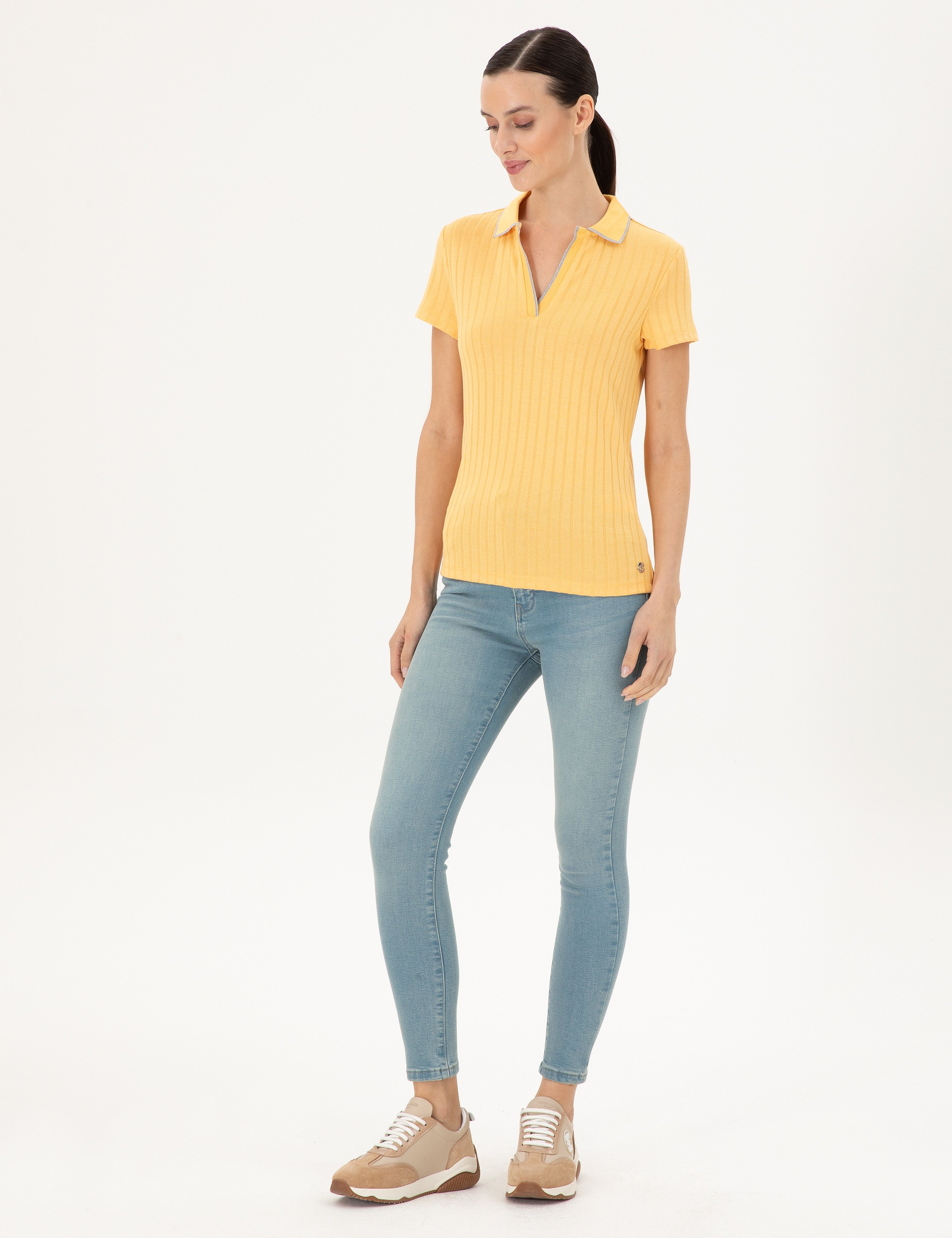 Sarı Slim Fit Tişört - Image 4