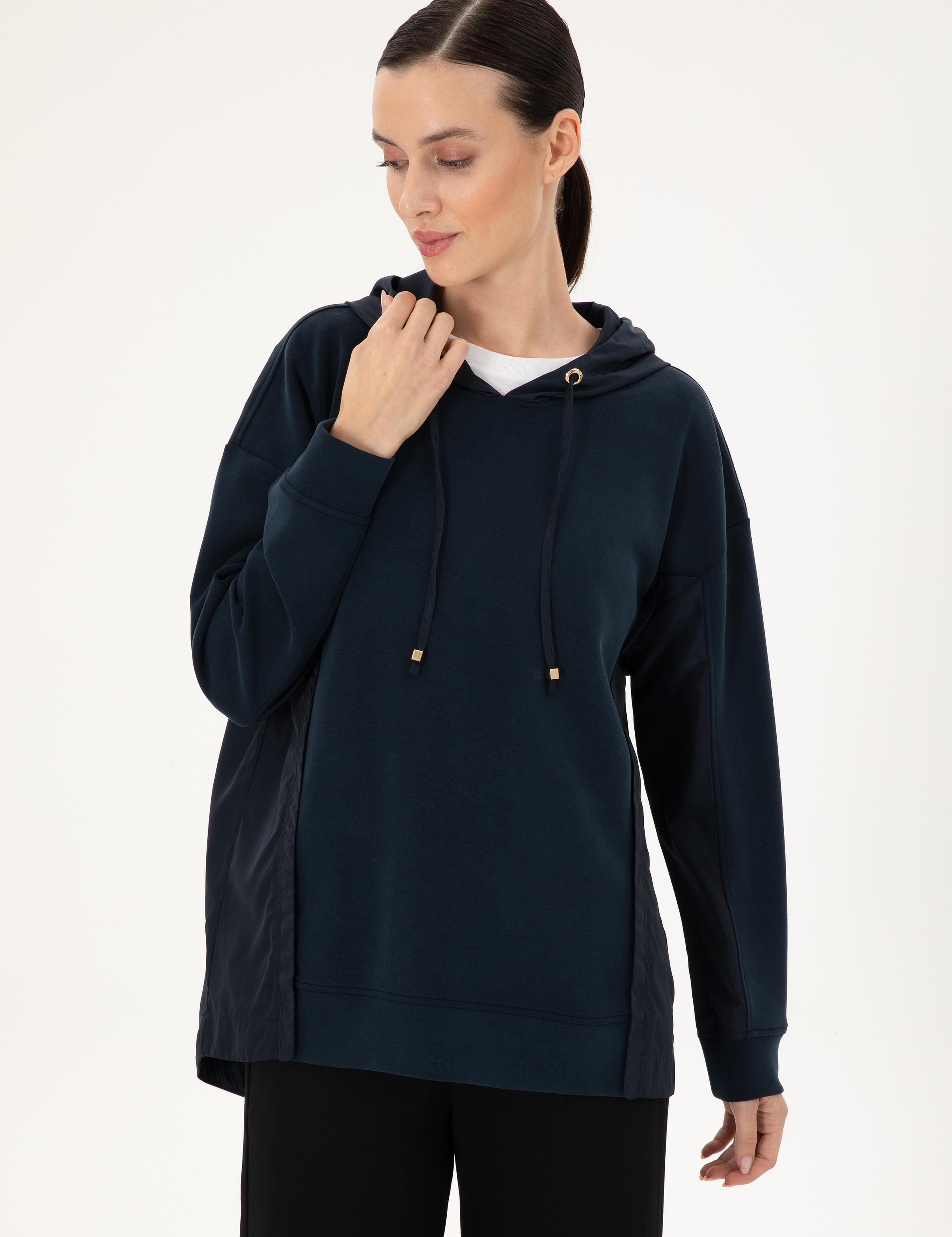 Lacivert Oversize Modal Kumaş Sweatshirt