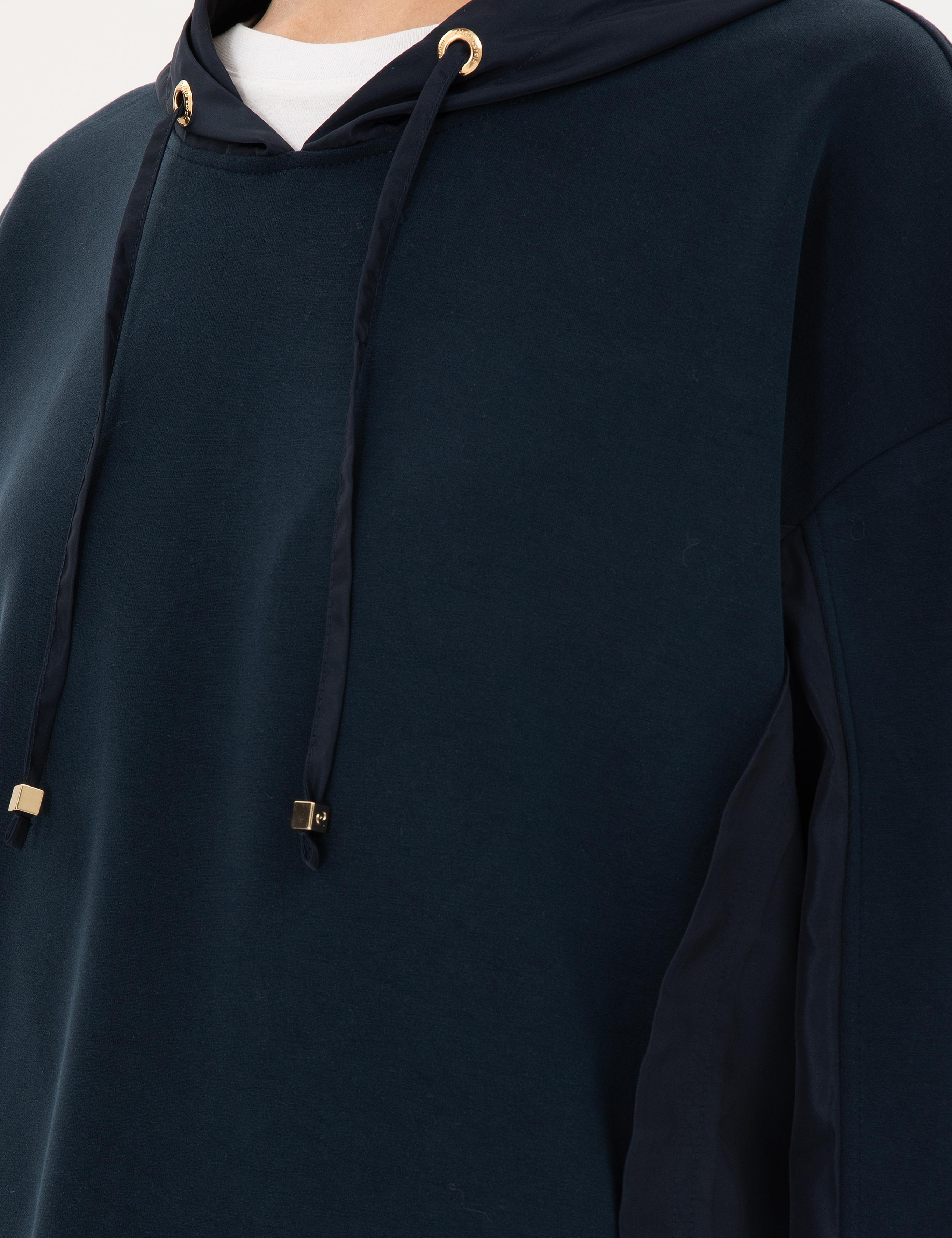 Lacivert Oversize Modal Kumaş Sweatshirt