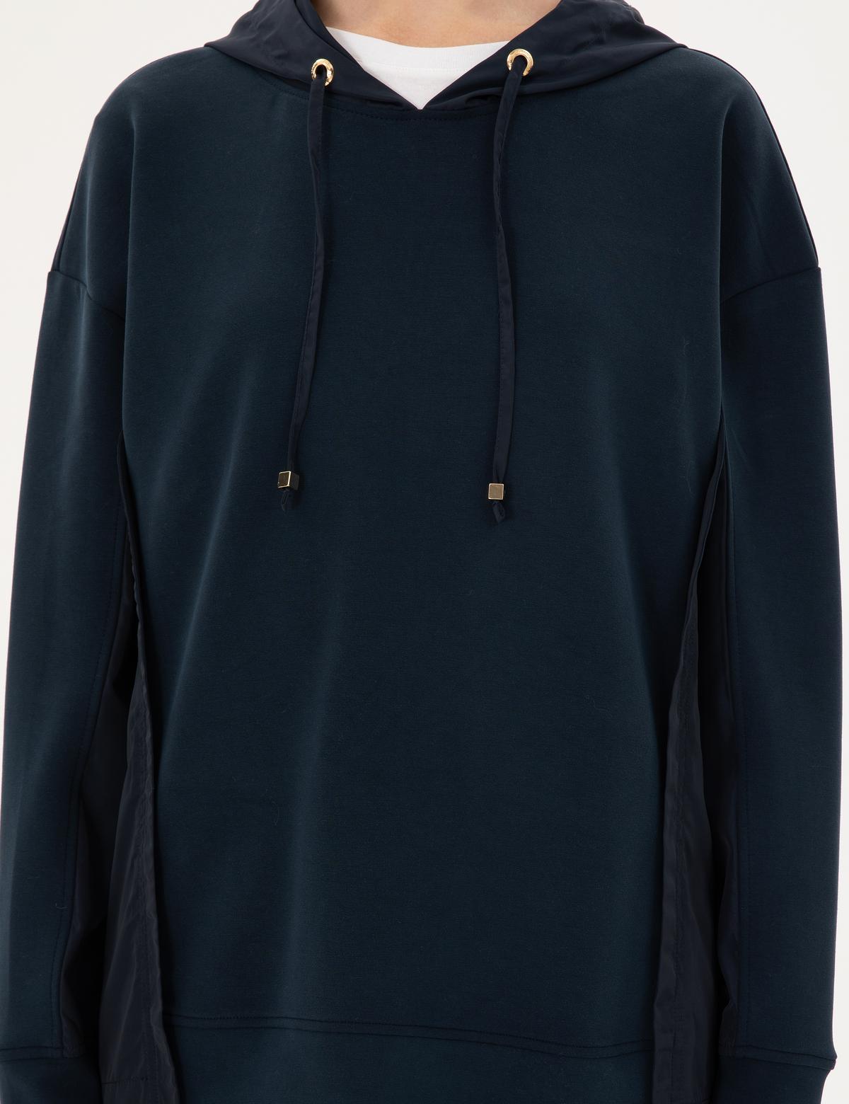 Lacivert Oversize Modal Kumaş Sweatshirt - 50306463004