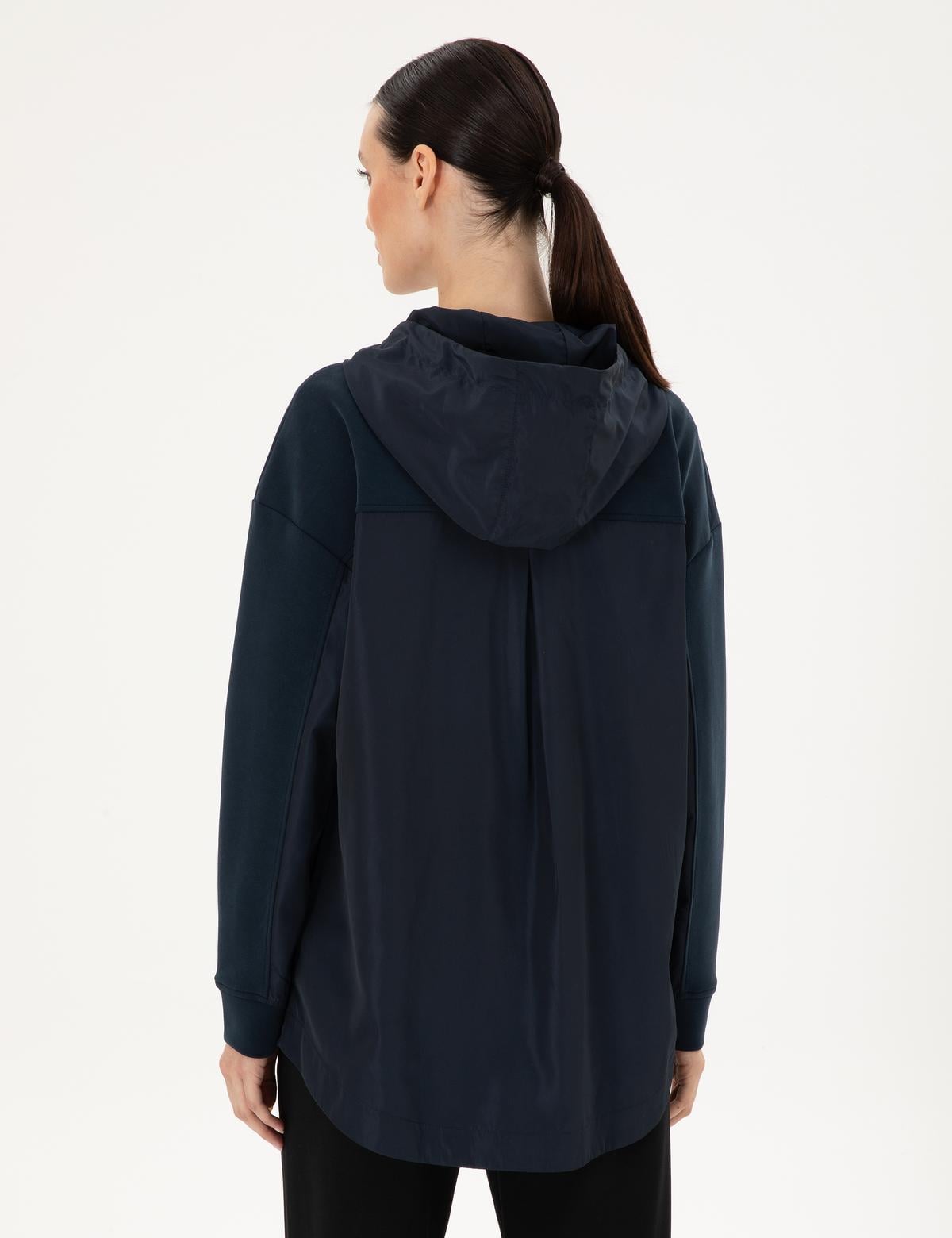 Lacivert Oversize Modal Kumaş Sweatshirt - 50306463004