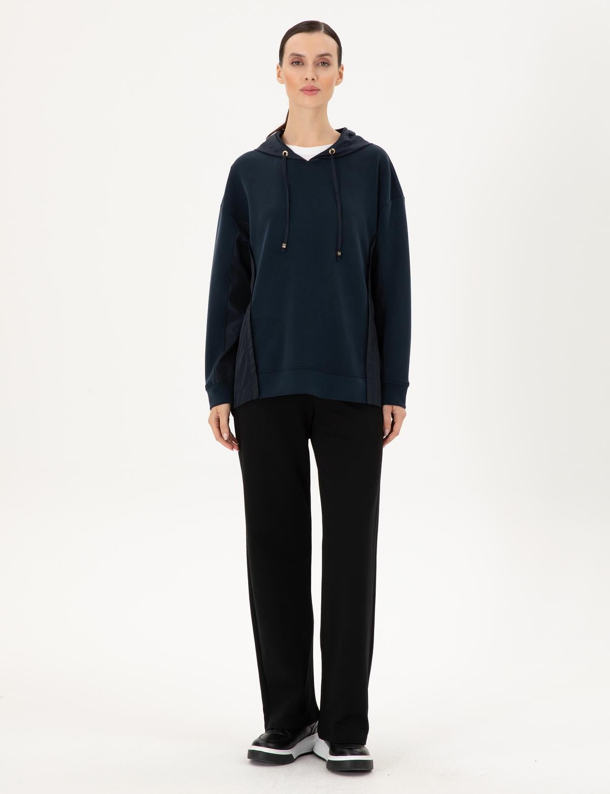 Lacivert Oversize Modal Kumaş Sweatshirt - 50306463004