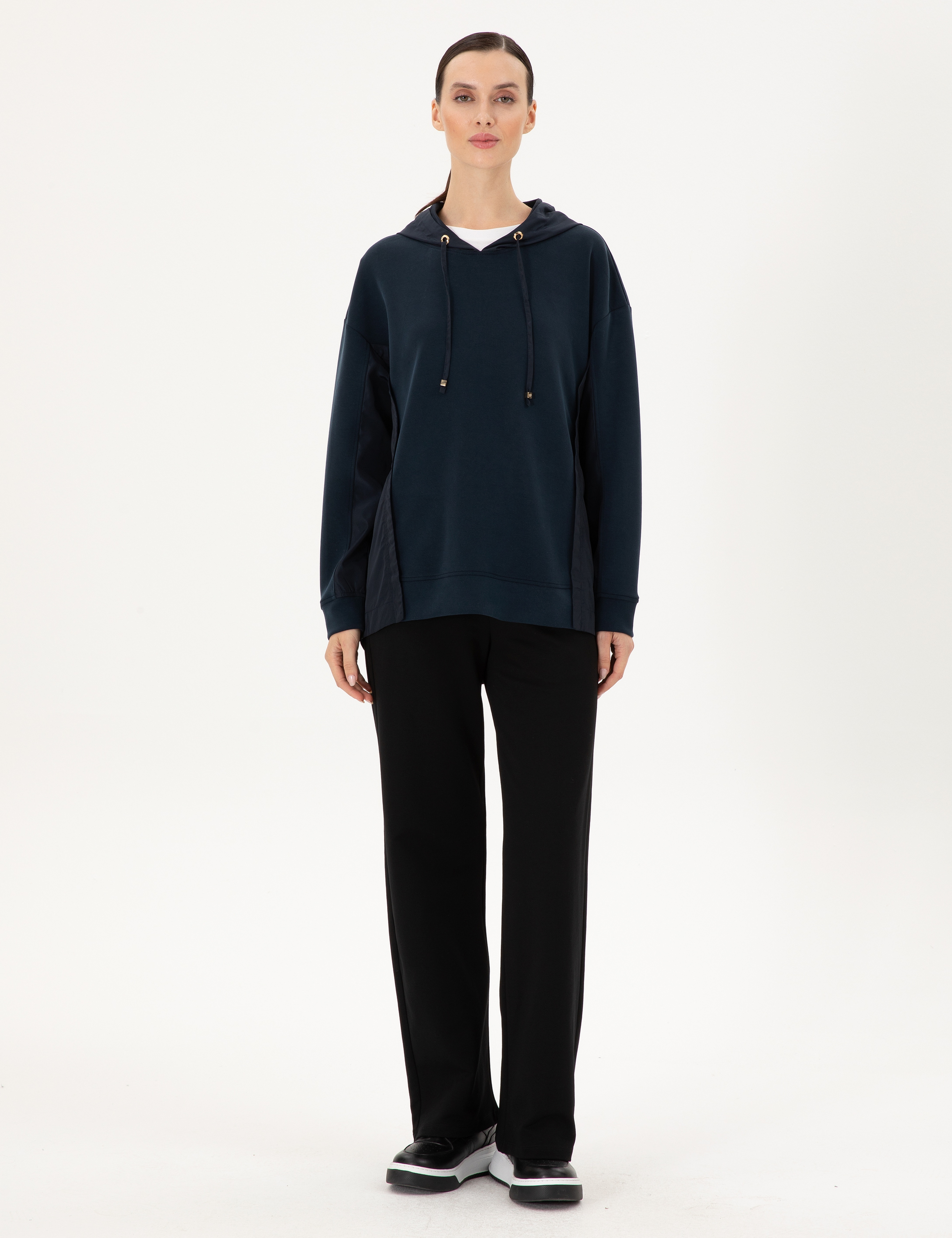 Lacivert Oversize Modal Kumaş Sweatshirt - Image 4