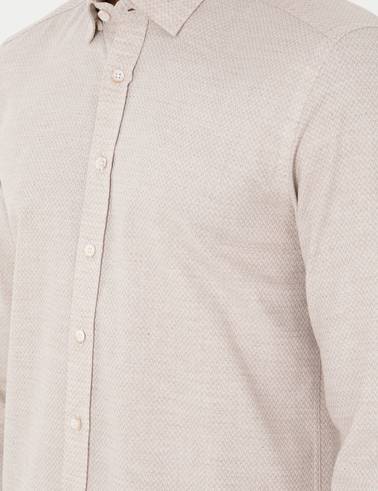 Bej Slim Fit Uzun Kollu Gömlek