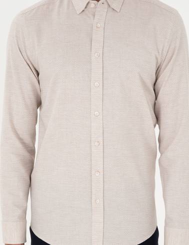 Bej Slim Fit Uzun Kollu Gömlek