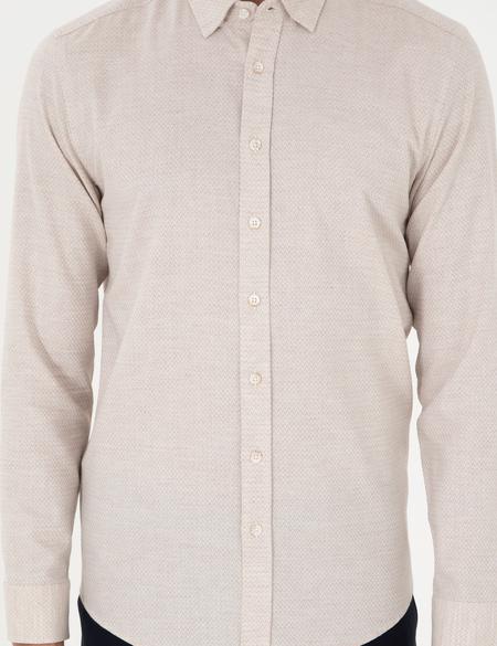 Bej Slim Fit Uzun Kollu Gömlek - 50292457006