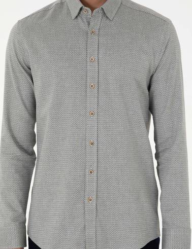 Açık Haki Slim Fit Uzun Kollu Gömlek