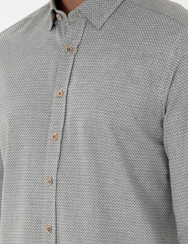 Açık Haki Slim Fit Uzun Kollu Gömlek