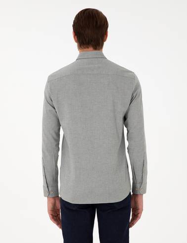 Açık Haki Slim Fit Uzun Kollu Gömlek