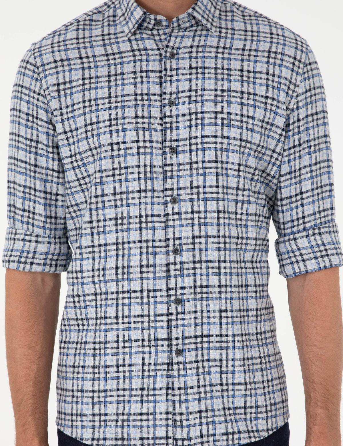 İndigo Regular Fit Ekose Oduncu Uzun Kollu Gömlek - 50292811016