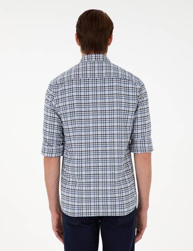 İndigo Regular Fit Ekose Oduncu Uzun Kollu Gömlek