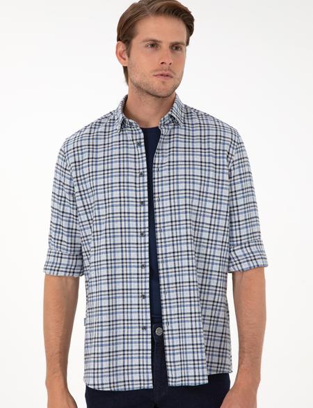 İndigo Regular Fit Ekose Oduncu Uzun Kollu Gömlek - 50292811016