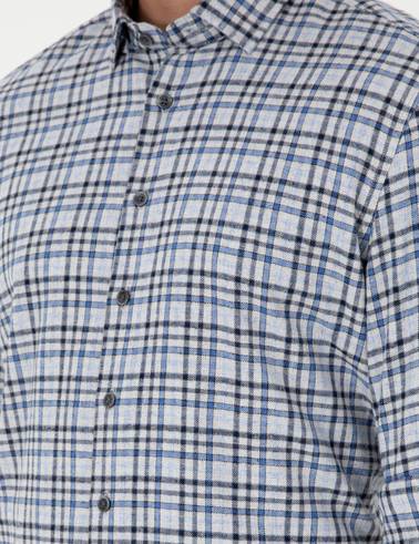 İndigo Regular Fit Ekose Oduncu Uzun Kollu Gömlek