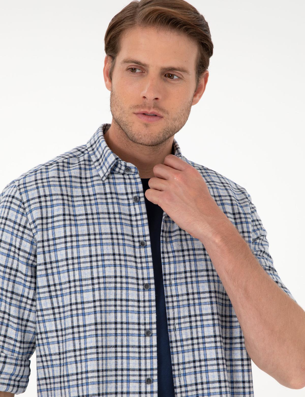 İndigo Regular Fit Ekose Oduncu Uzun Kollu Gömlek - 50292811016