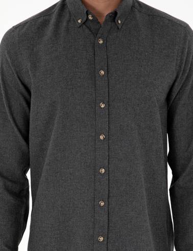 Antrasit Slim Fit Uzun Kollu Gömlek
