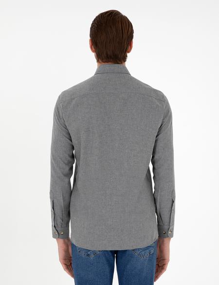 Gri Slim Fit Uzun Kollu Gömlek - 50298570025