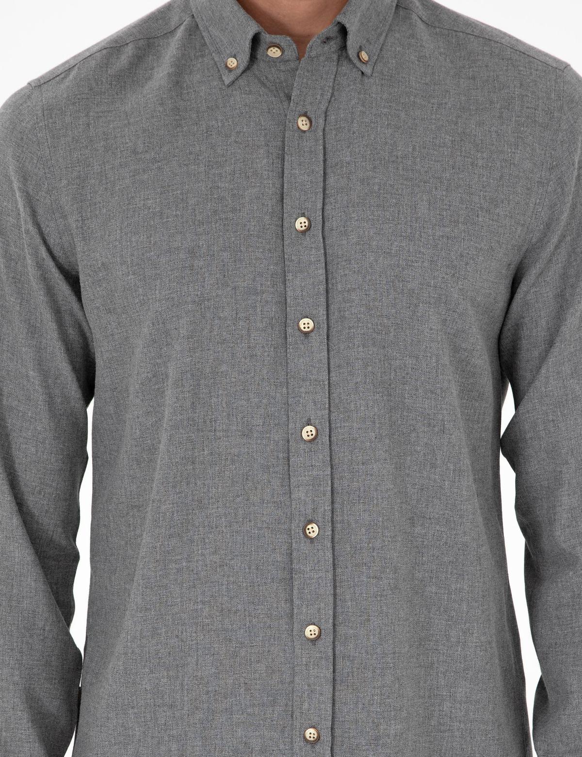Gri Slim Fit Uzun Kollu Gömlek - 50298570025
