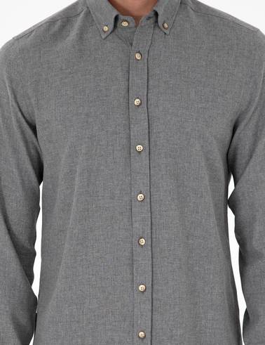 Gri Slim Fit Uzun Kollu Gömlek