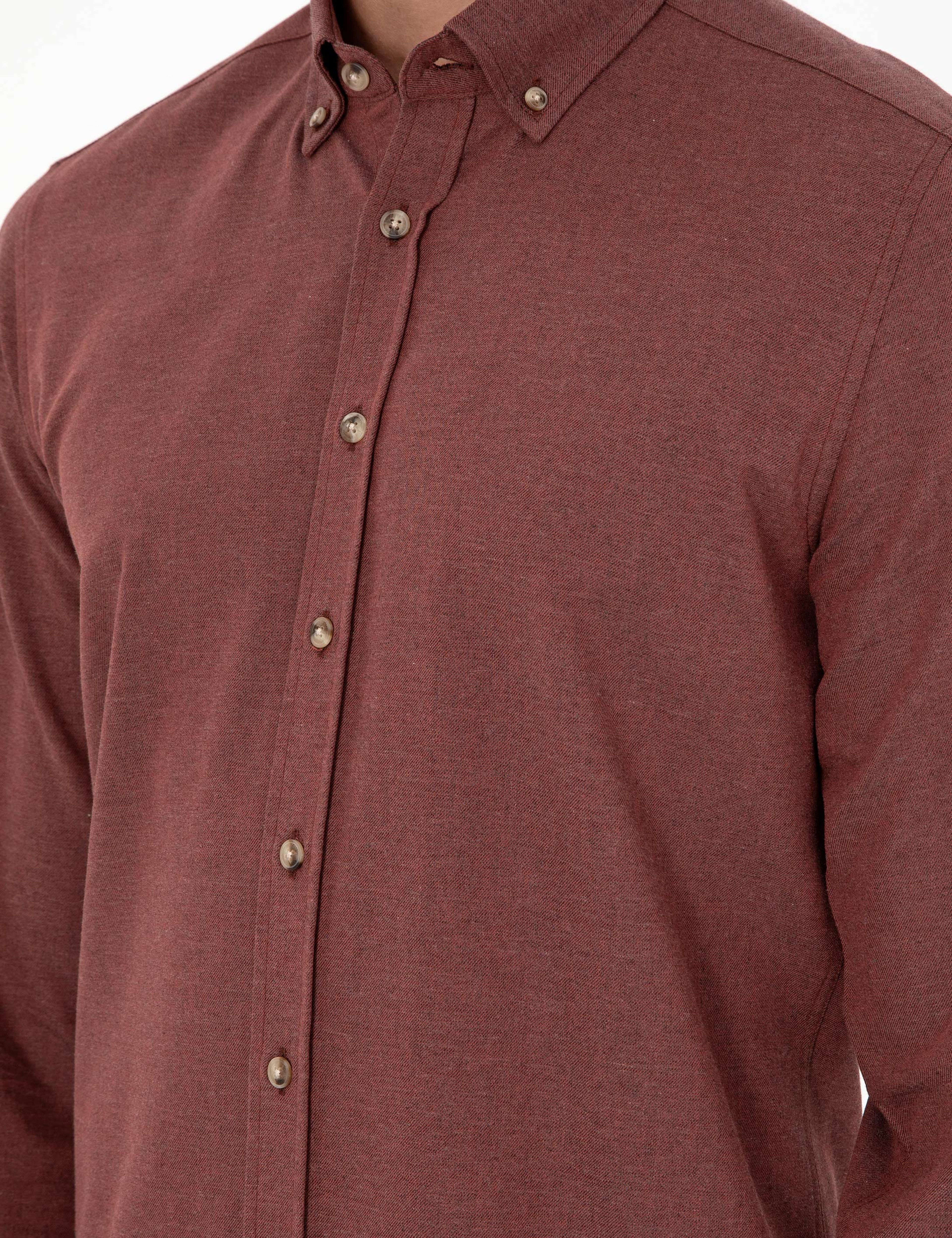 Kiremit Slim Fit Uzun Kollu Gömlek - Image 7