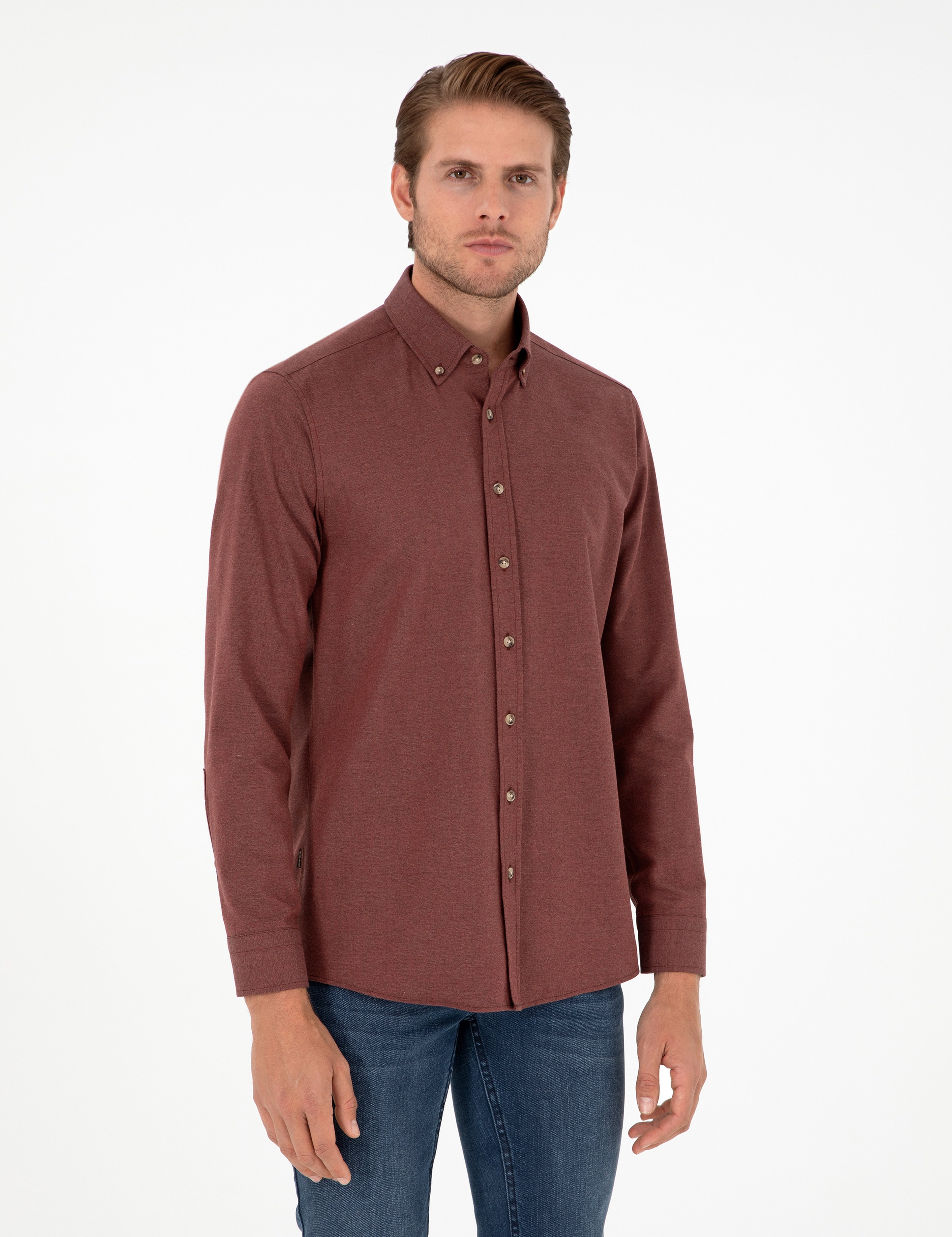 Kiremit Slim Fit Uzun Kollu Gömlek - Image 1
