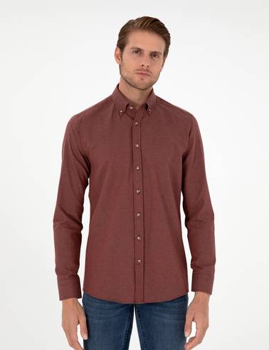 Kiremit Slim Fit Uzun Kollu Gömlek