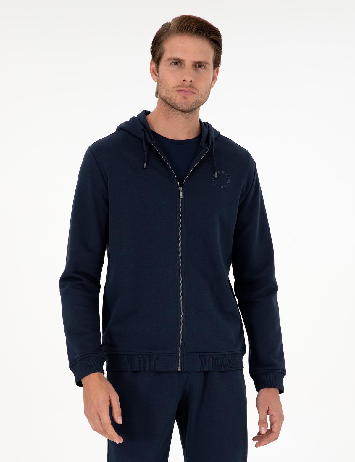 Lacivert Regular Fit Fermuarlı Eşofman Üstü