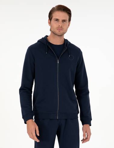 Lacivert Regular Fit Fermuarlı Eşofman Üstü