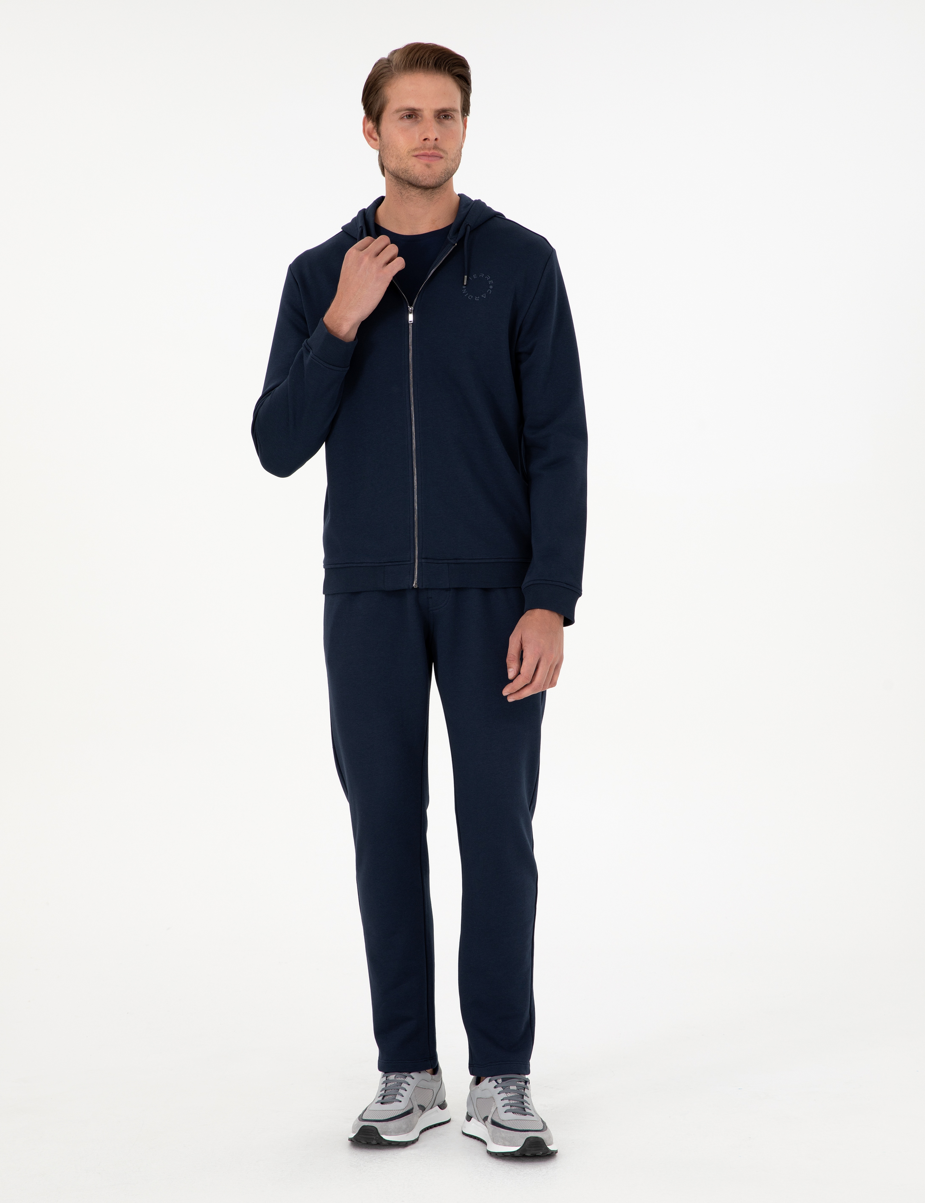 Lacivert Slim Fit 3 İplik Düz Paça Eşofman Altı