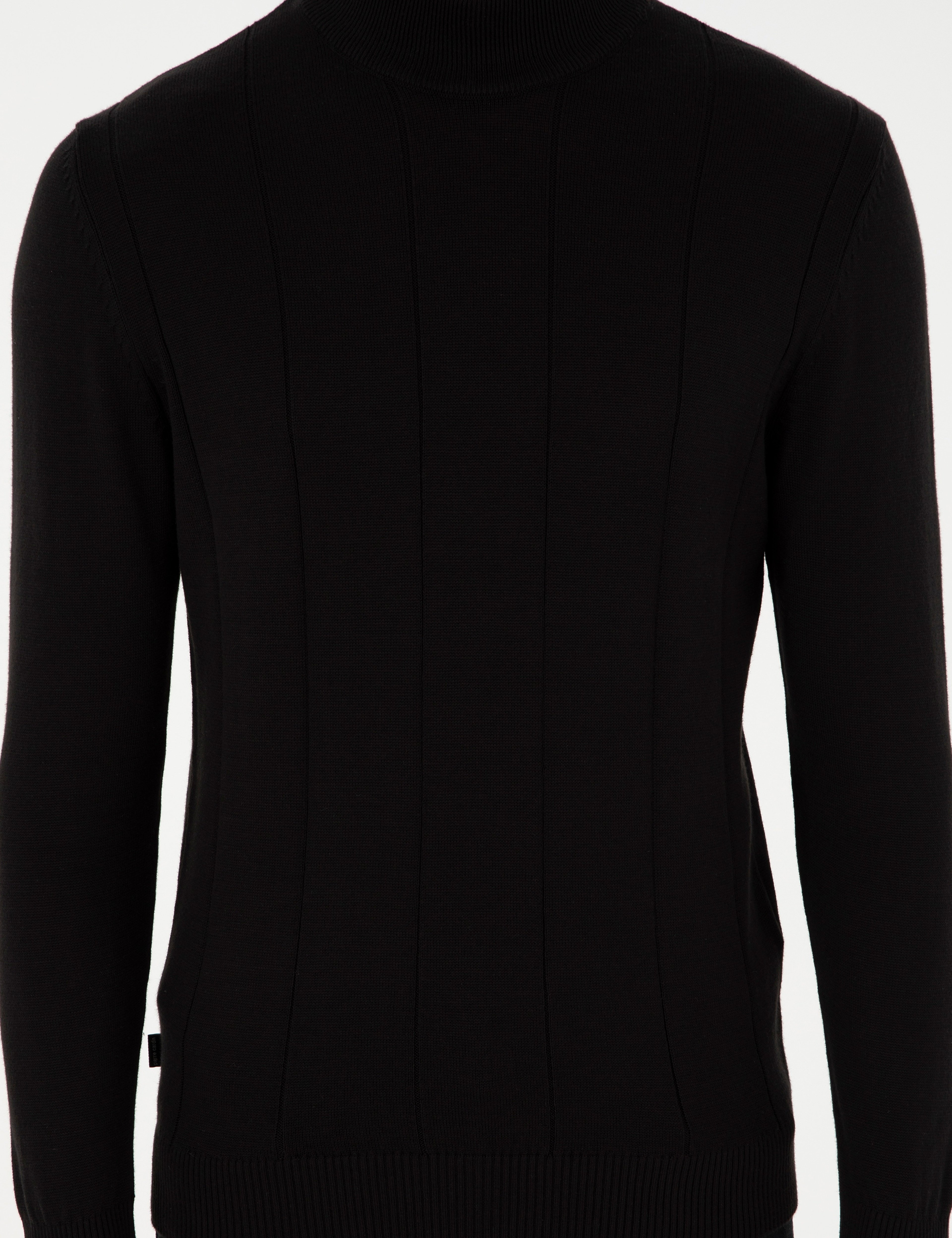 Siyah Slim Fit Yarım Balıkçı Yaka Triko Kazak - Image 6