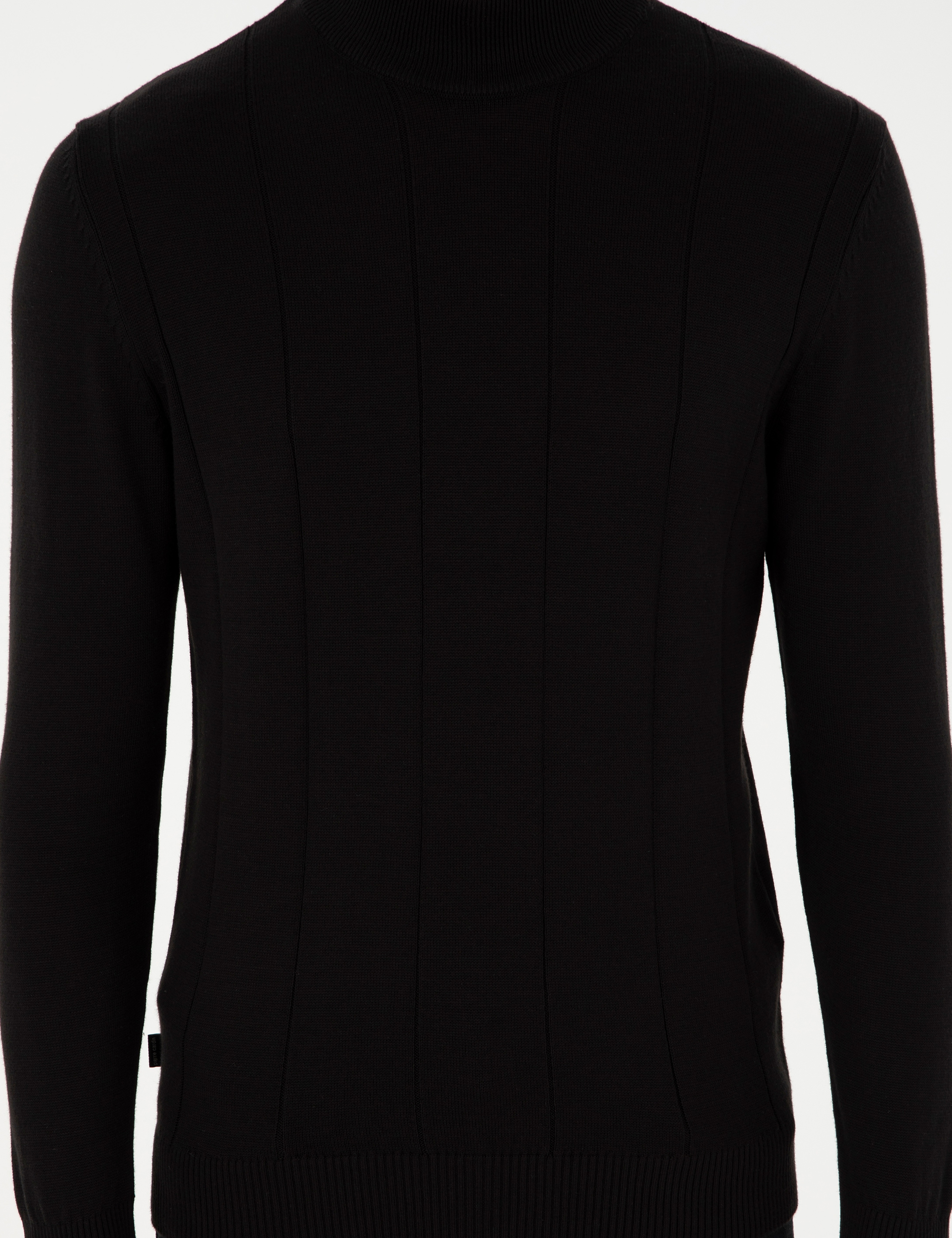 Siyah Slim Fit Yarım Balıkçı Yaka Triko Kazak