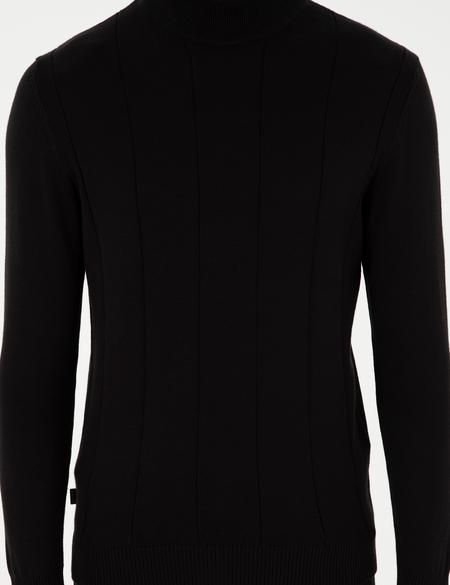 Siyah Slim Fit Yarım Balıkçı Yaka Triko Kazak - 50300460027