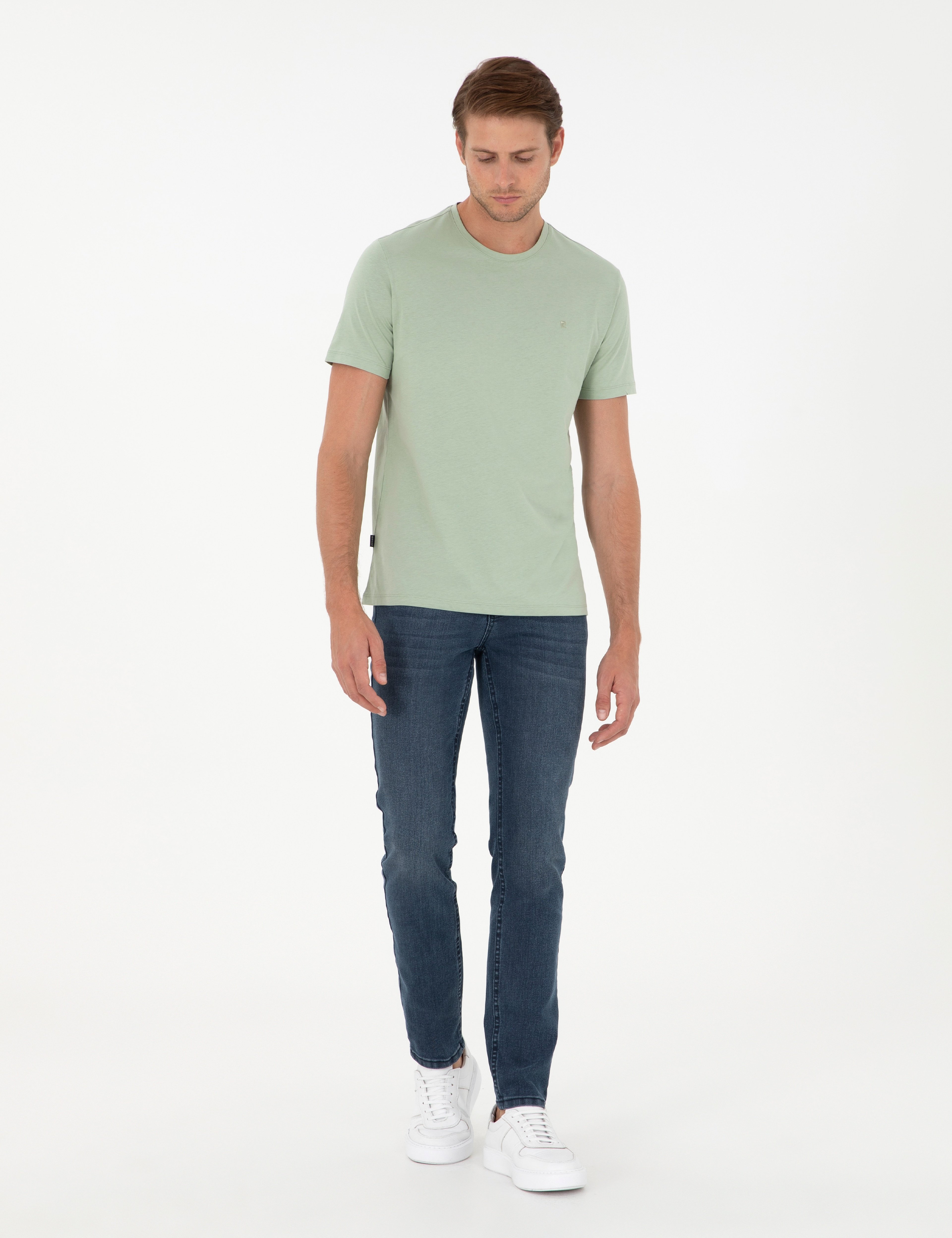 Çağla %100 Pamuk Slim Fit Bisiklet Yaka Basic Tişört - Image 4