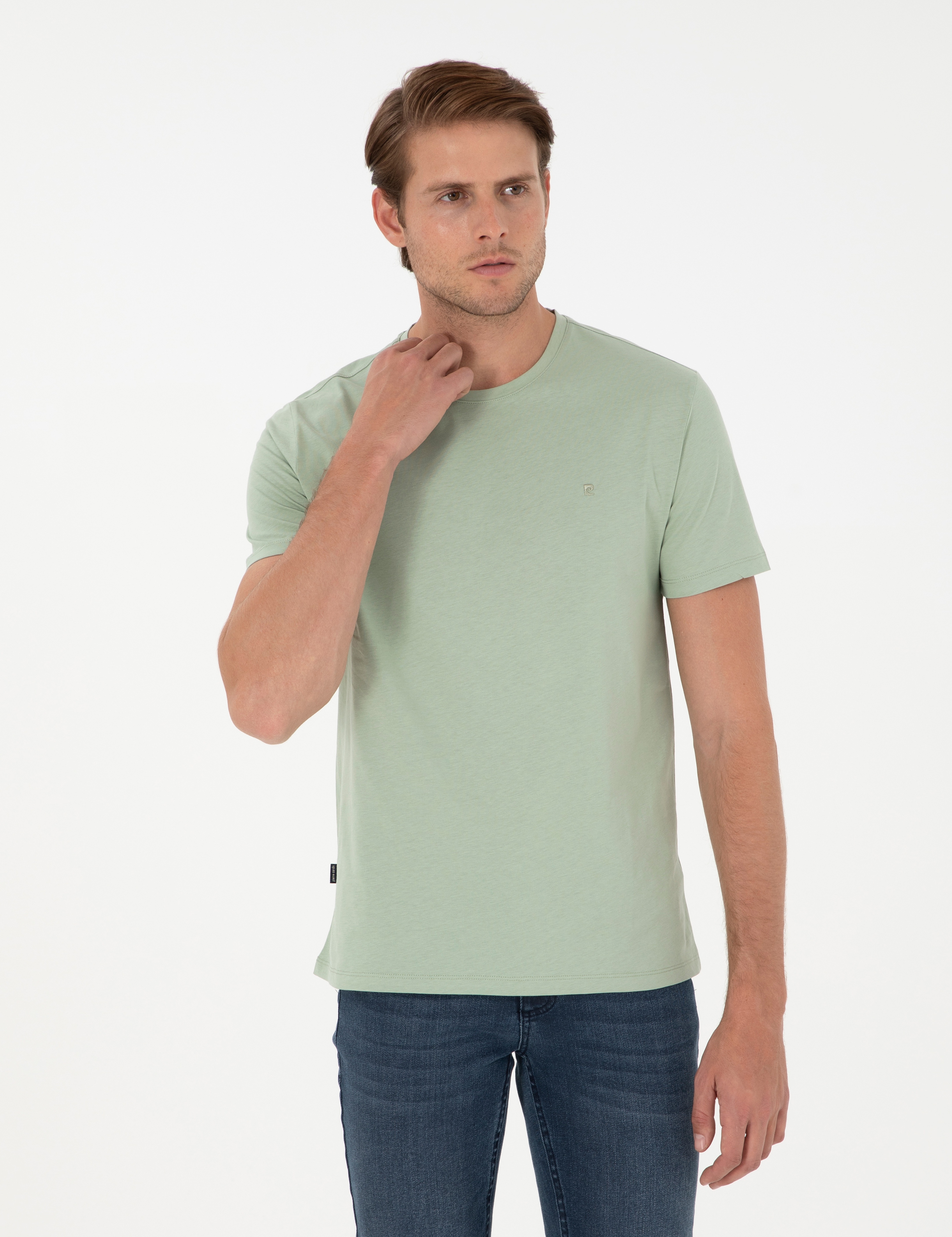 Çağla %100 Pamuk Slim Fit Bisiklet Yaka Basic Tişört - Image 1